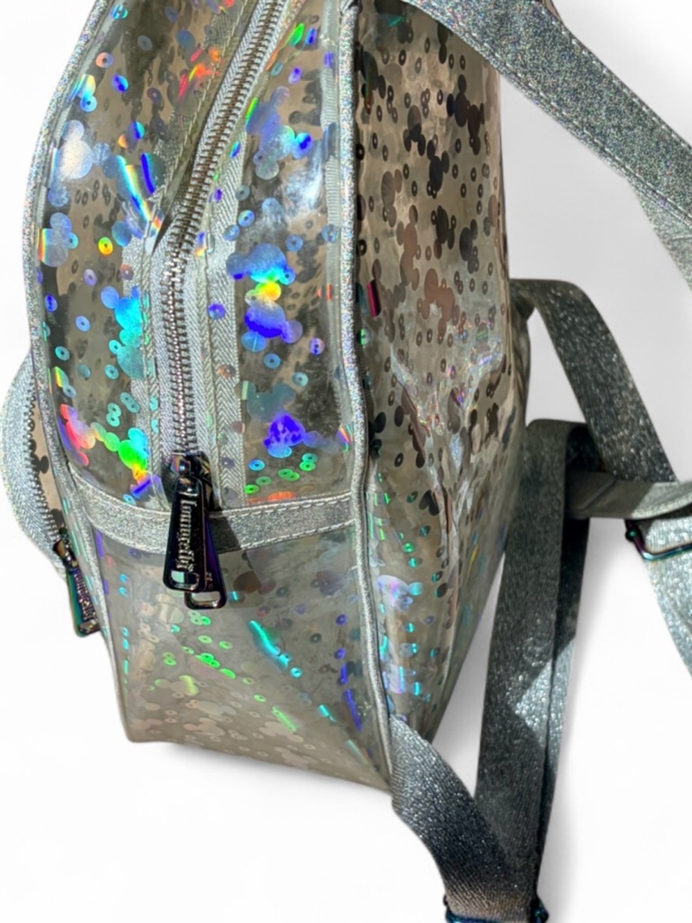 Disney Parks Loungefly Small Backpack Holographic Mickey Confetti Clear Glitter - Picture 5 of 14